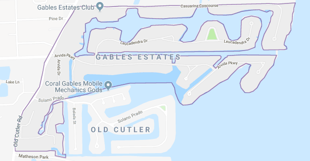 Gables Estates Florida Map